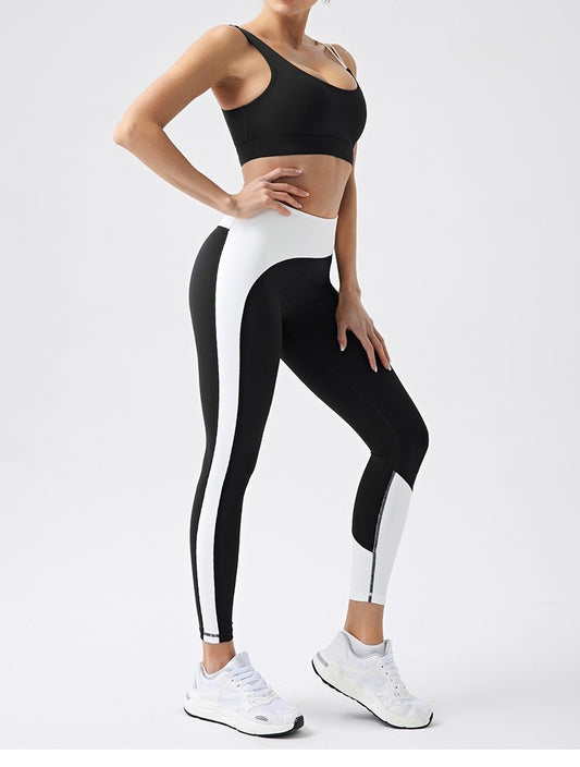 colour block black and white leggings
