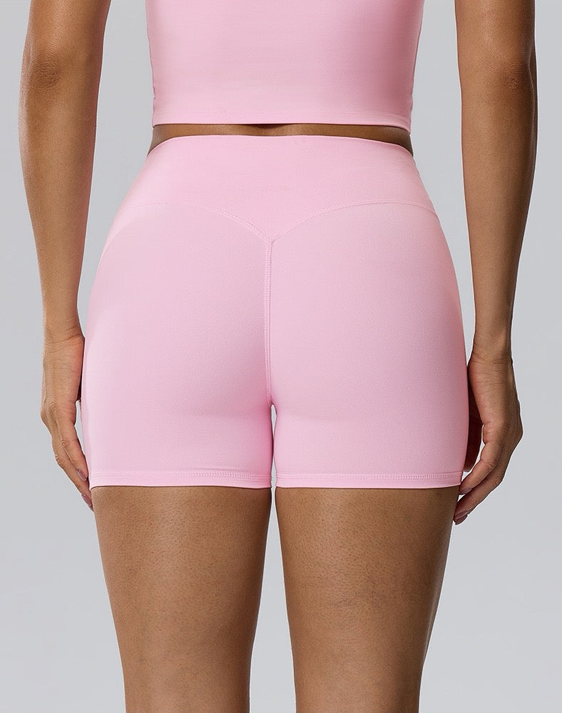 pink contour gym shorts