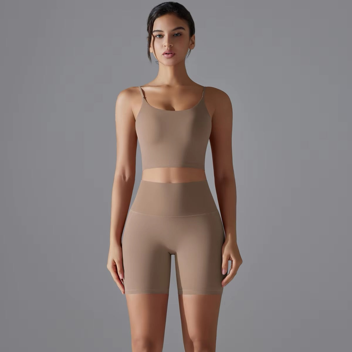 Seamless Crop Top & Biker Shorts Set - Ivory