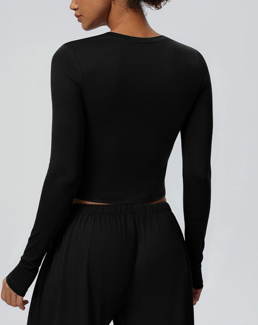 cropped long sleeve yoga top