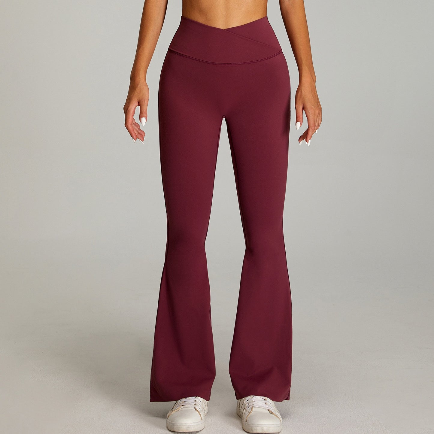 crossover waist flare leggings