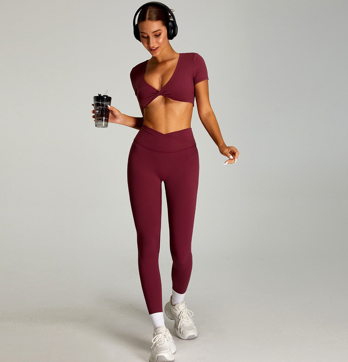 crossover waist yoga leggings