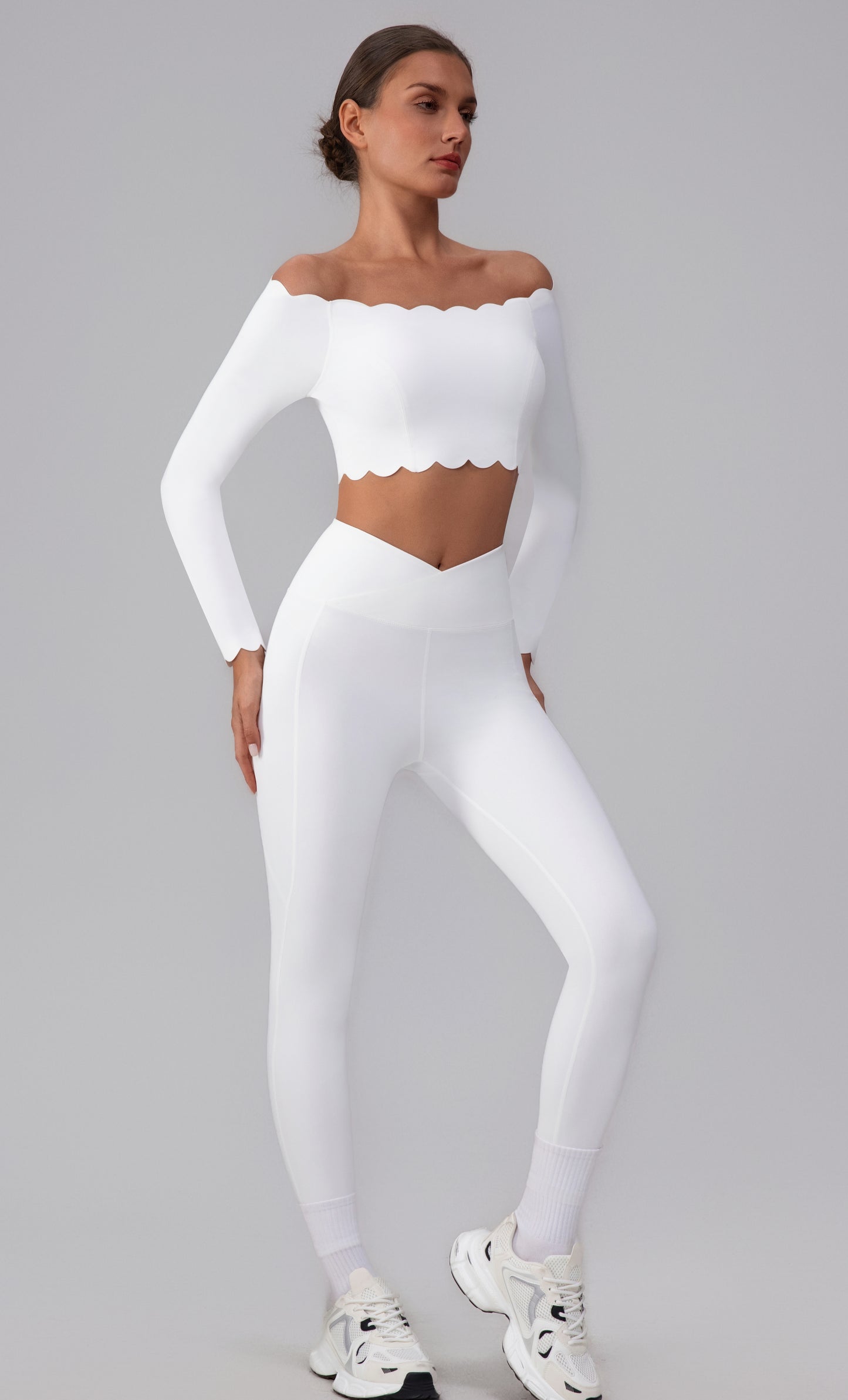 cute athleisure crop top in white