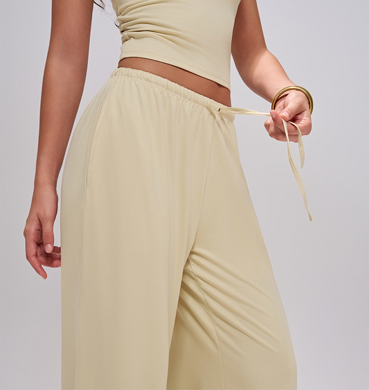 drawstring elastic waist pants women