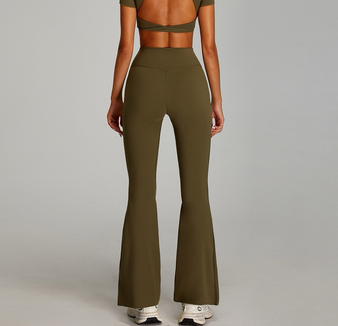 flare leggings with booty lifting design