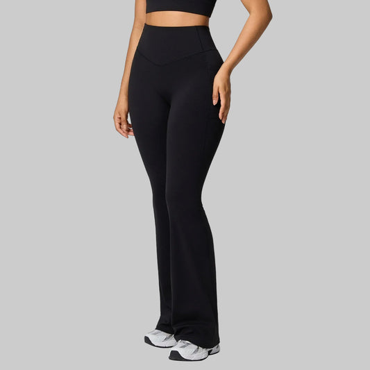 black flare leggings with pockets
