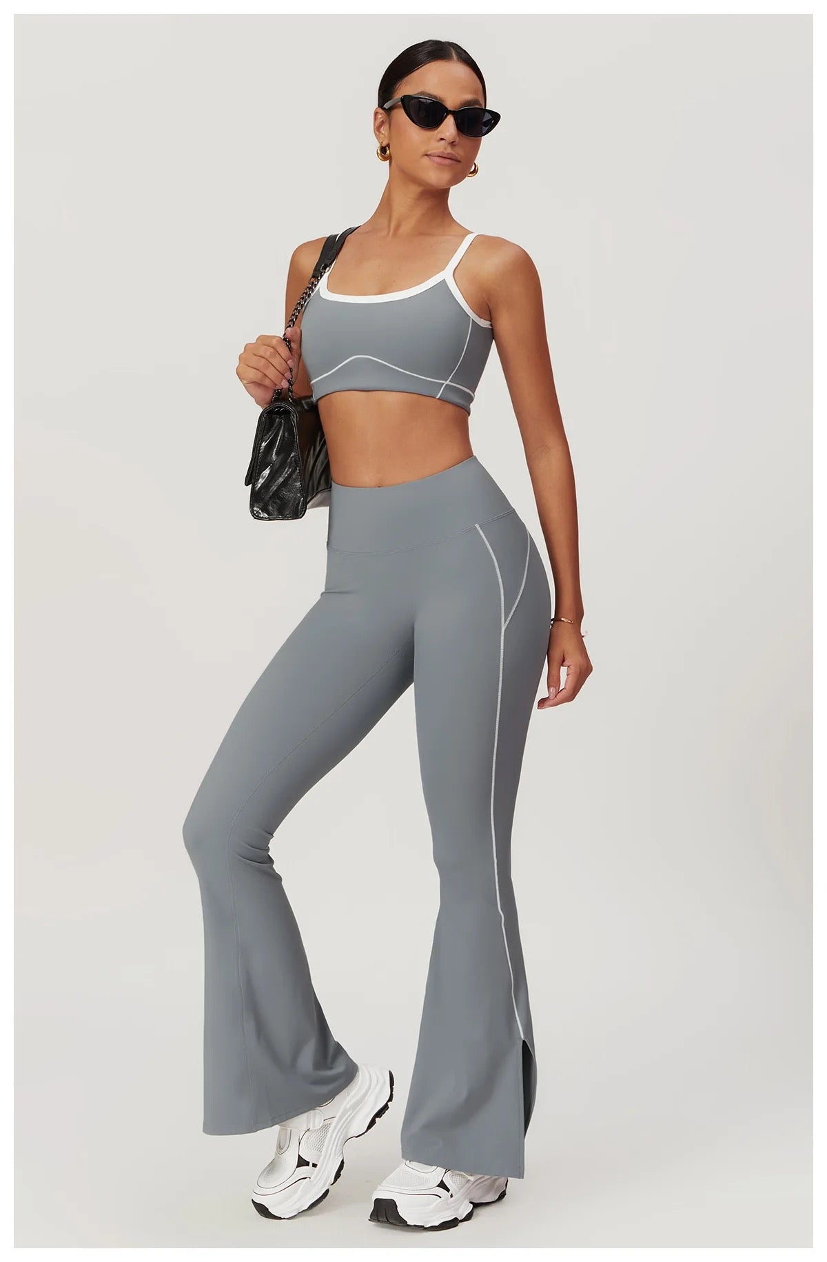 Power Curve Flare Leggings and Sports Bra Combo - Black