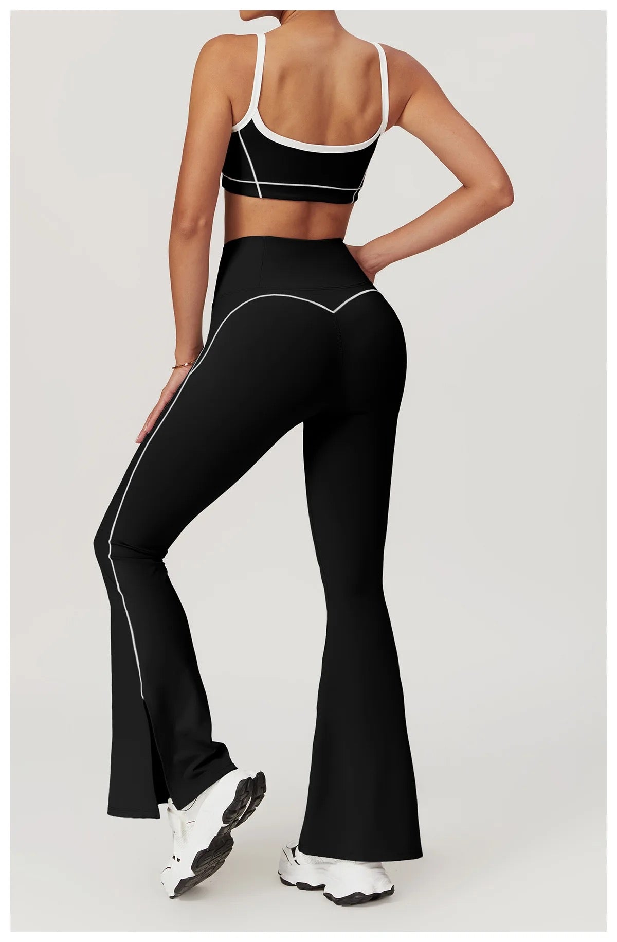 Power Curve Flare Leggings and Sports Bra Combo - Black