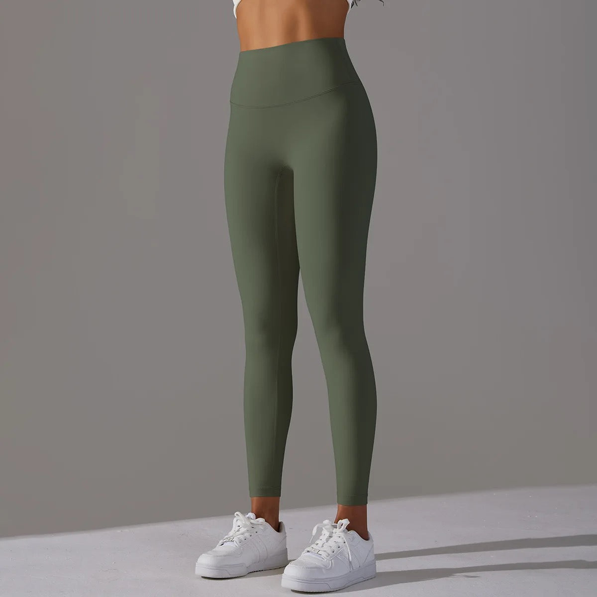 Minimalist Style High-rise Leggings - Dark Grey