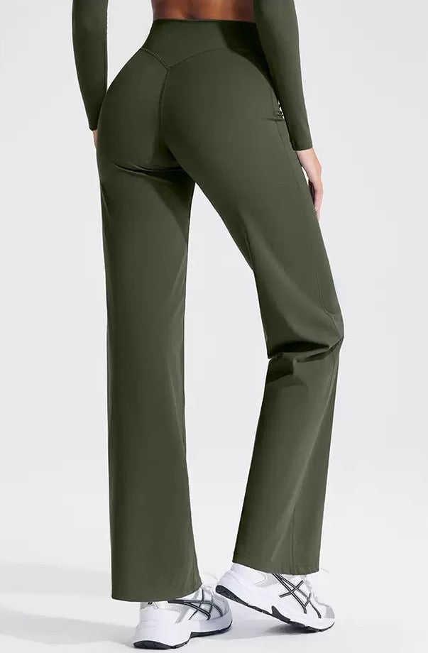 green wide leg pants for women