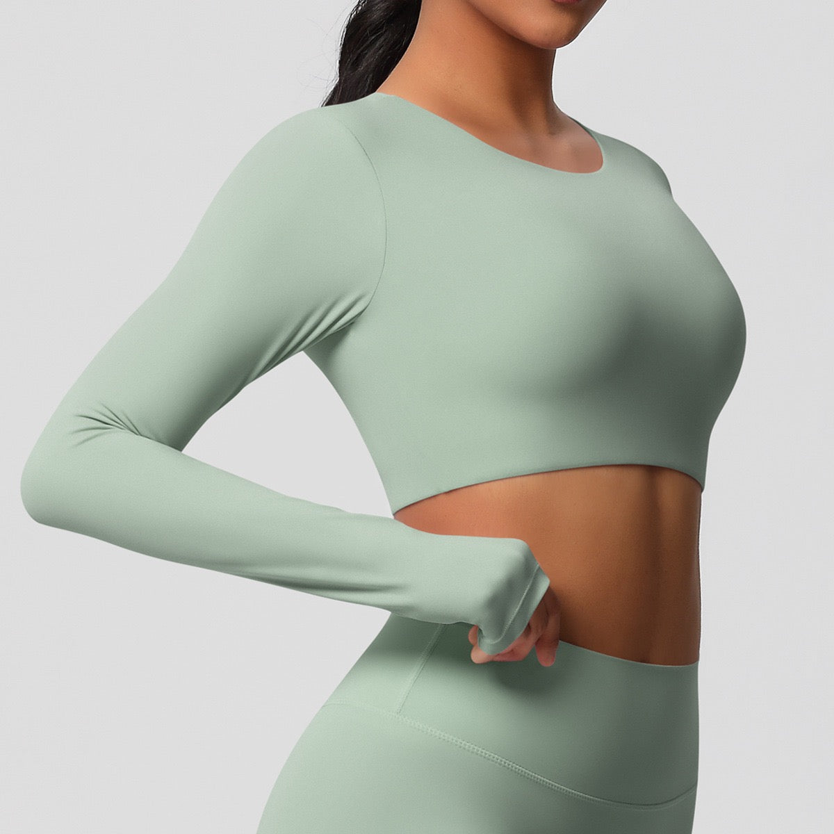 green yoga top