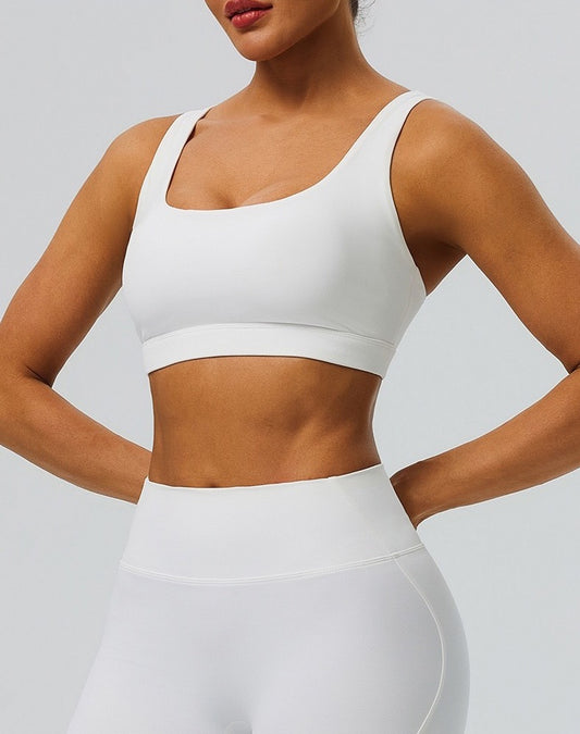 white gym sports bra with padding