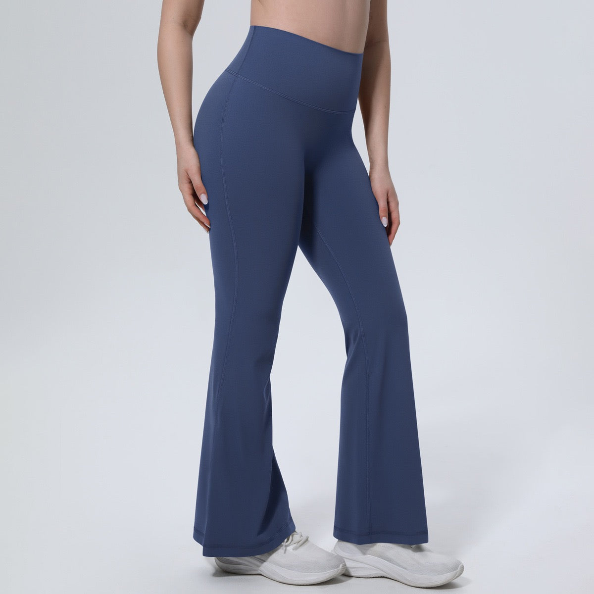 navy blue high rise flare leggings tummy control