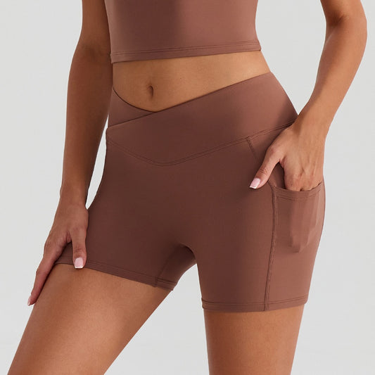 high waist biker shorts with pockets for women