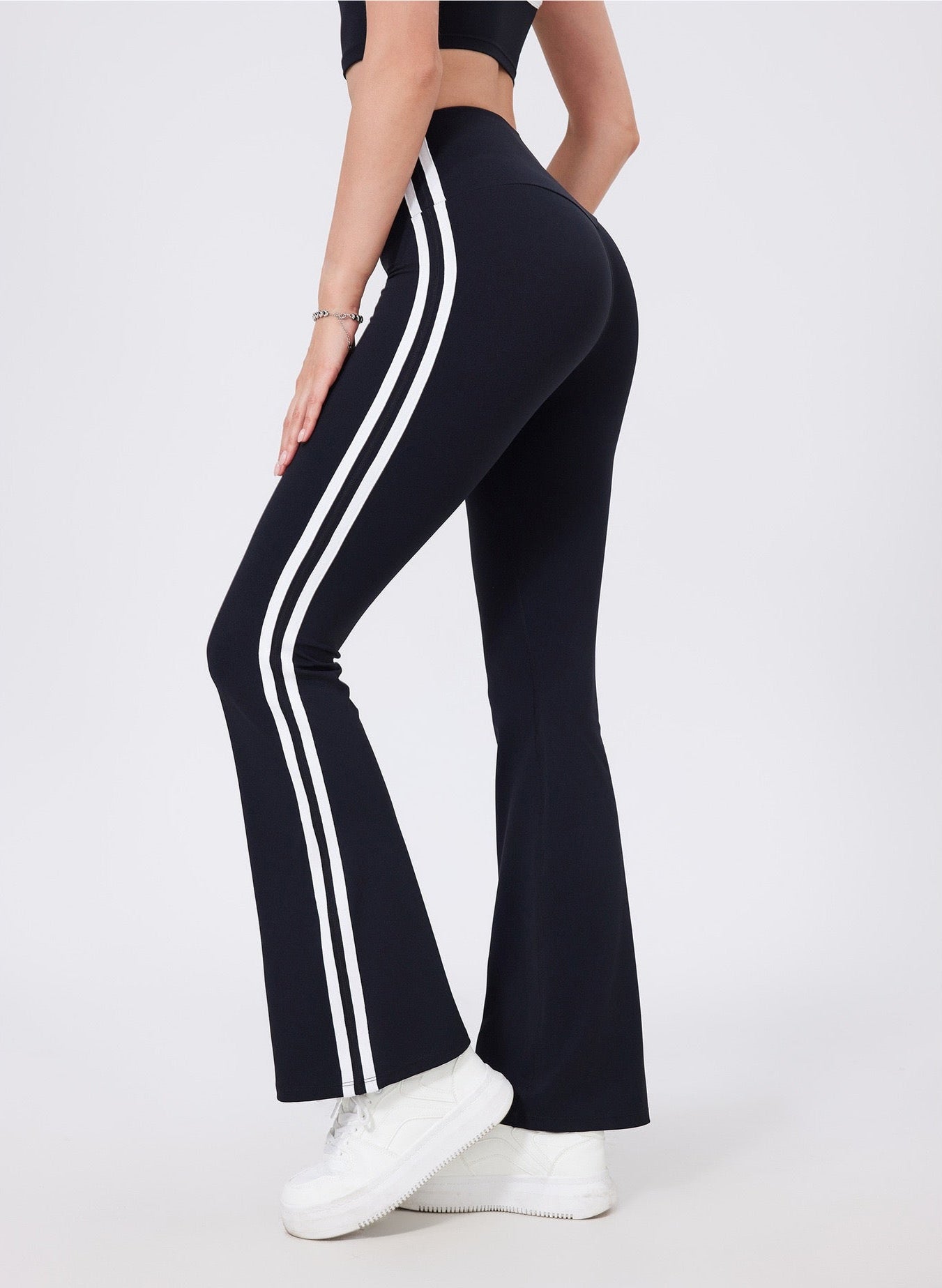 high waist black athleisure pants