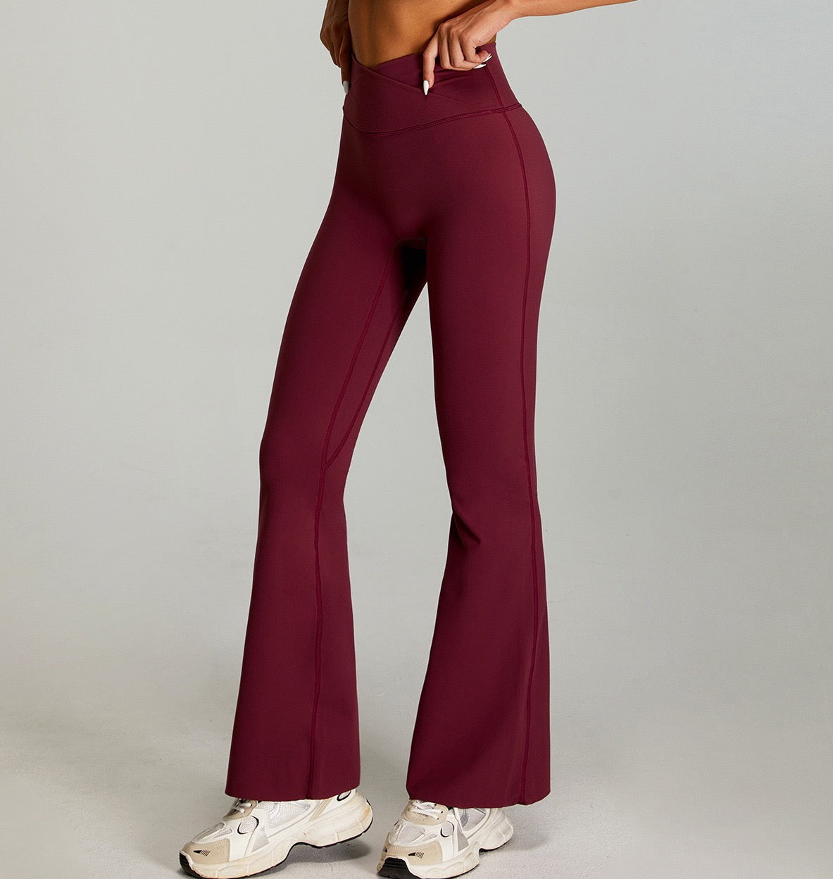 high waist bootcut leggings red purple