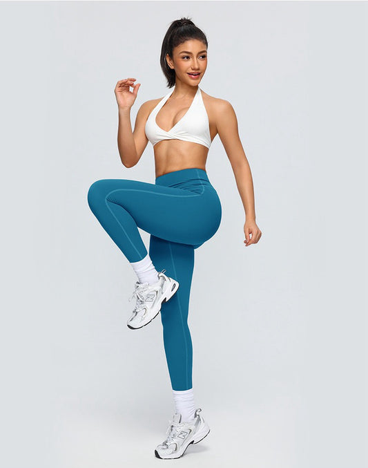 sea blue high waist gym leggings women