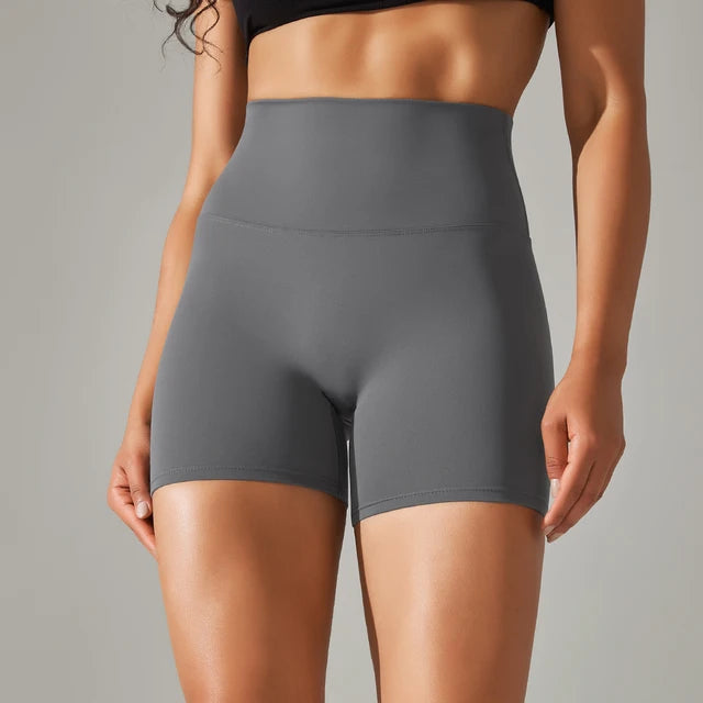 high waist workout shorts grey