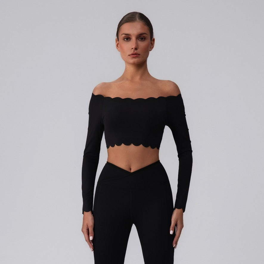long sleeve yoga crop top