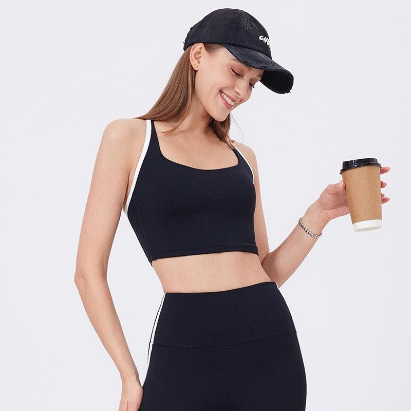 low to medium impact sports bra black