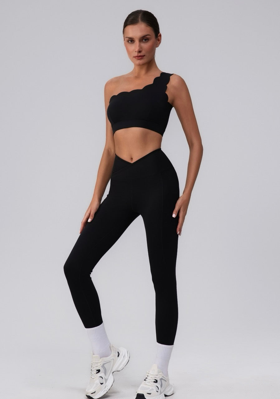 black matching activewear set