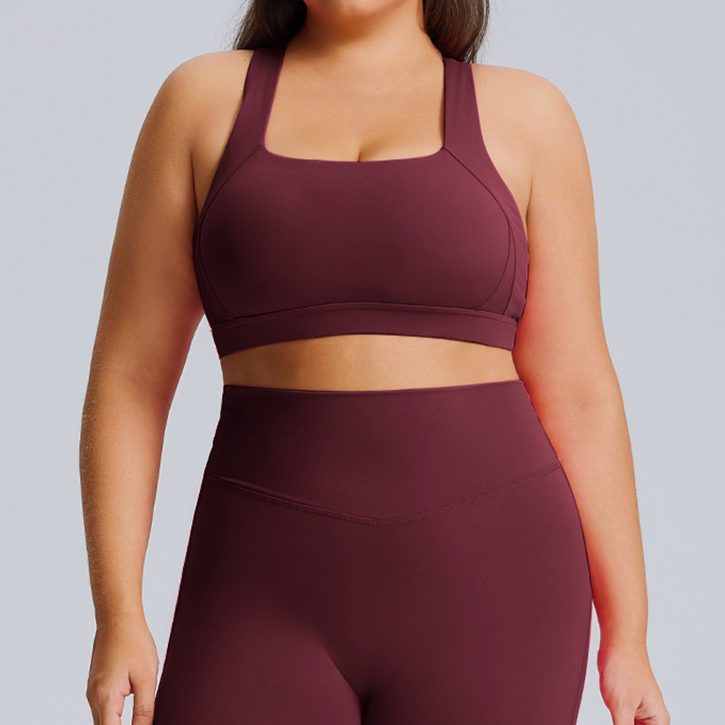 wine red plus size sports bra for walking