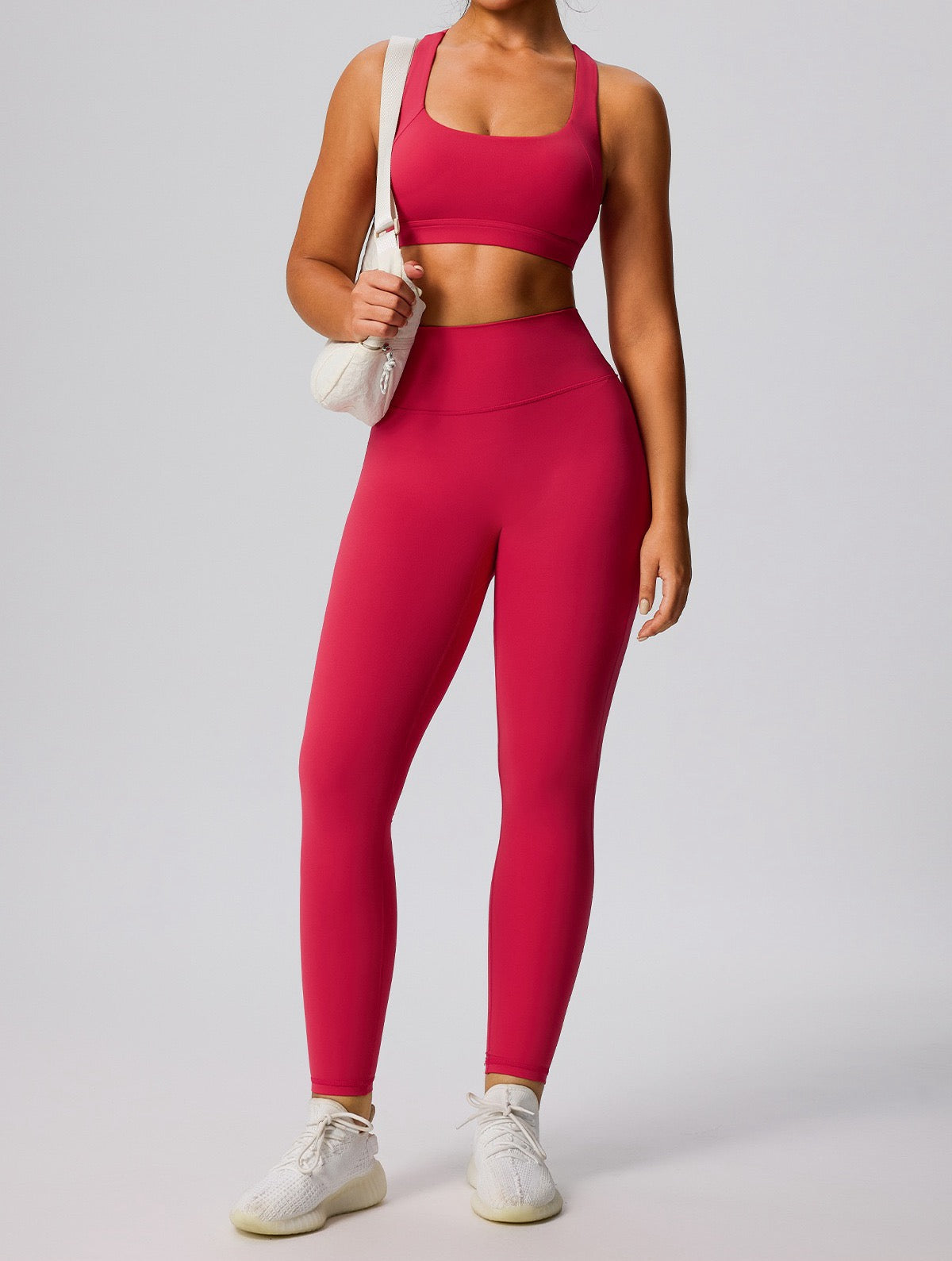 no front seam workout leggings in red