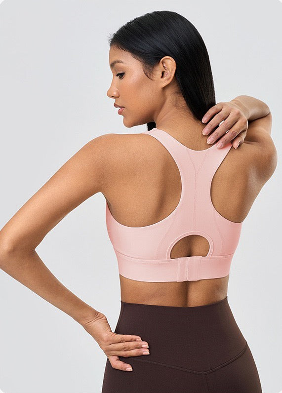 no shift padded sports bra pink