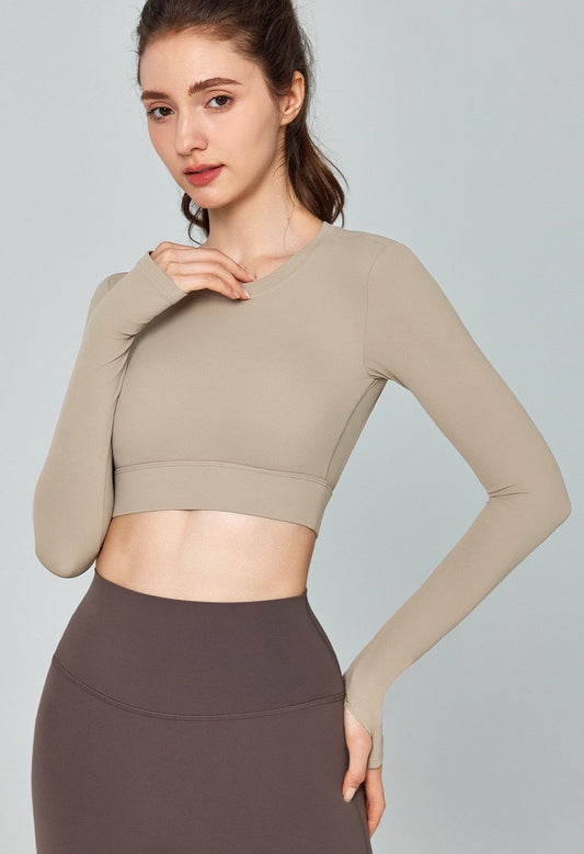 padded long sleeve workout top