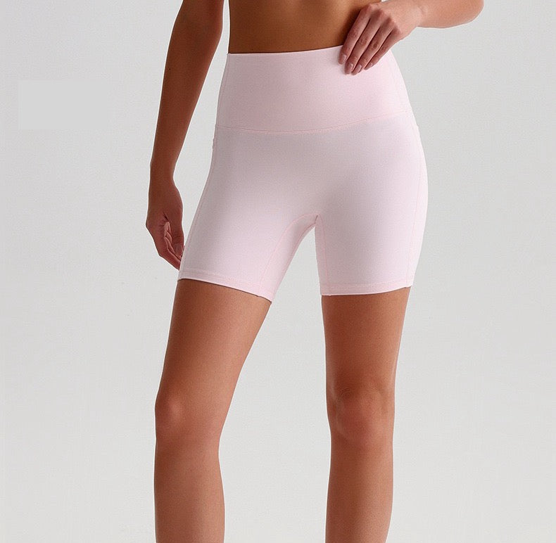pink high waisted biker shorts