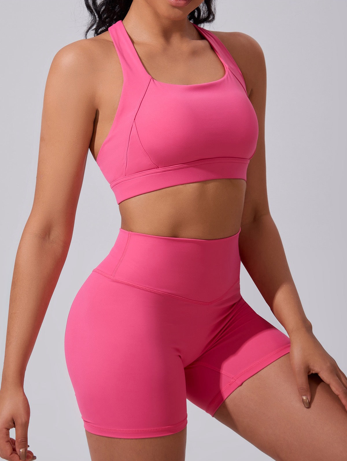 pink workout bra with padding