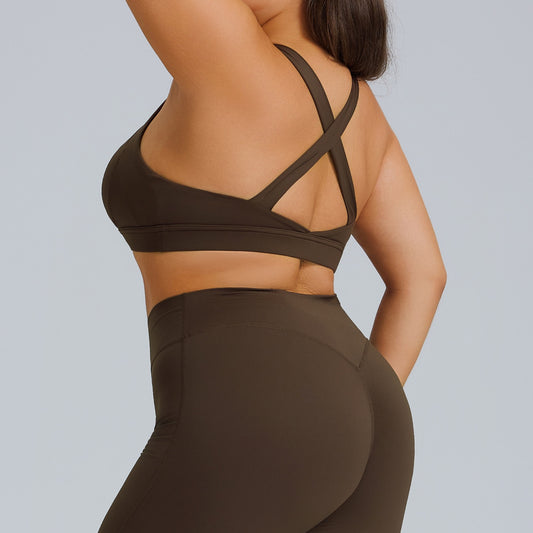 brown plus size sports bra for weightlifting