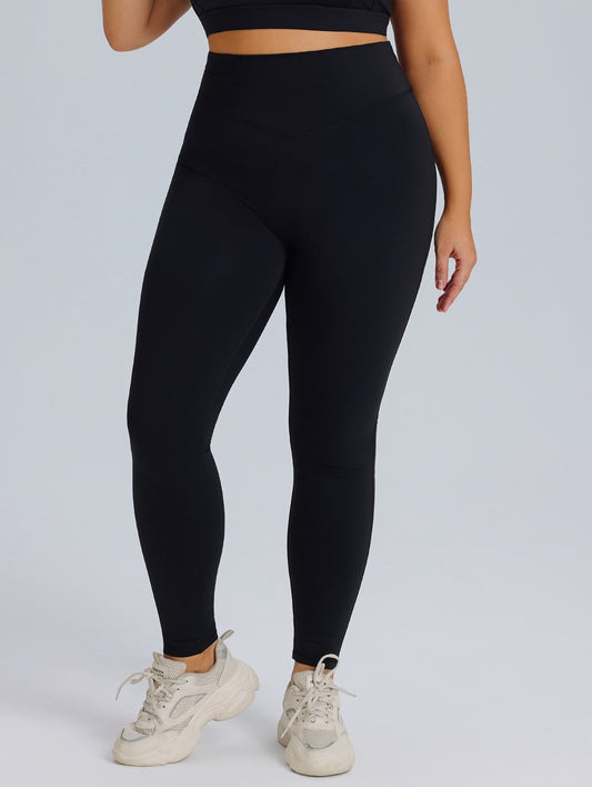 black plus size tummy control leggings