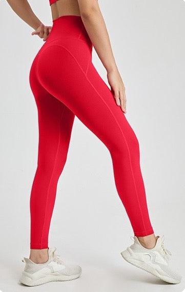 red gym leggings with pocket