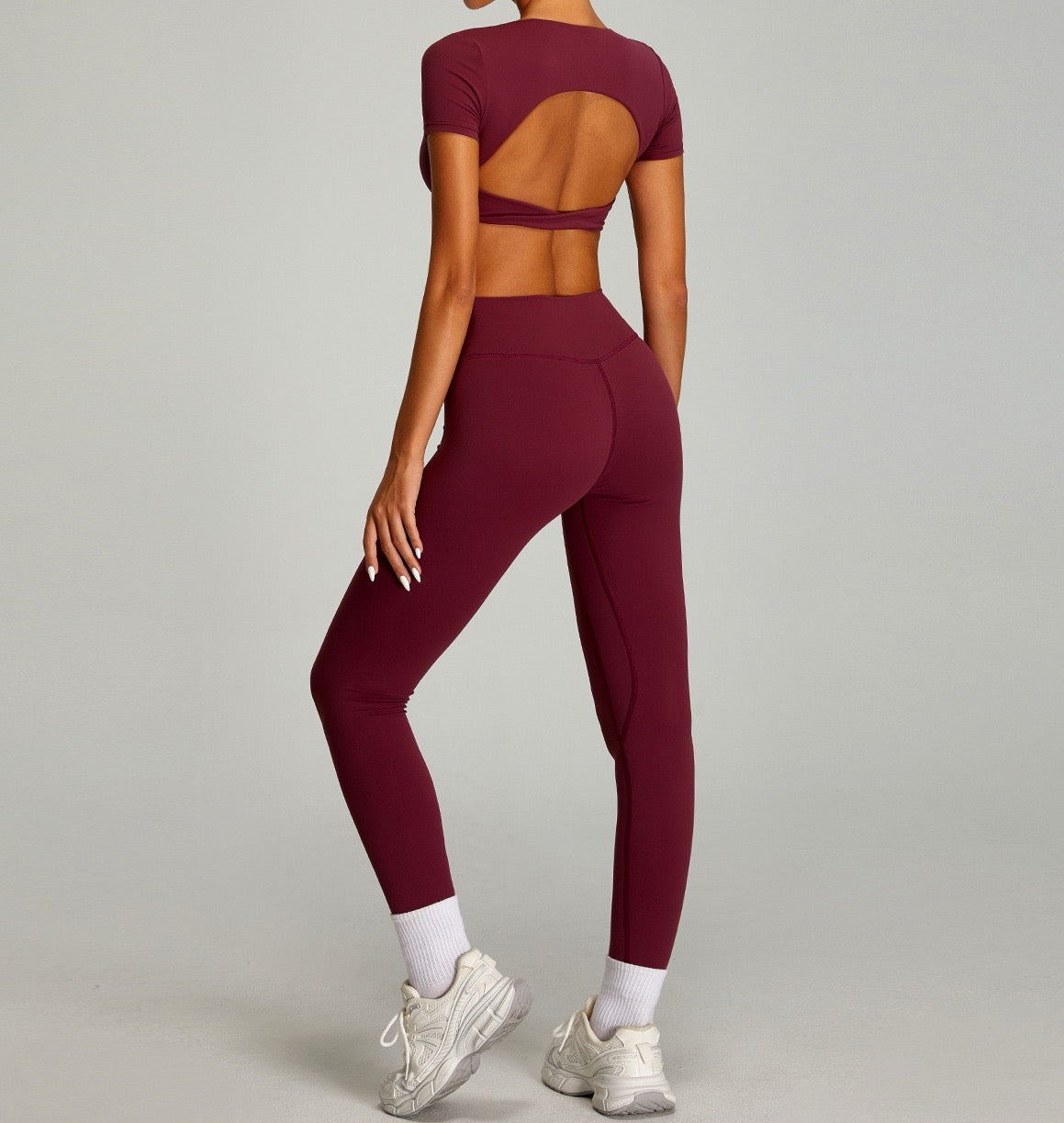 red purple workout leggings