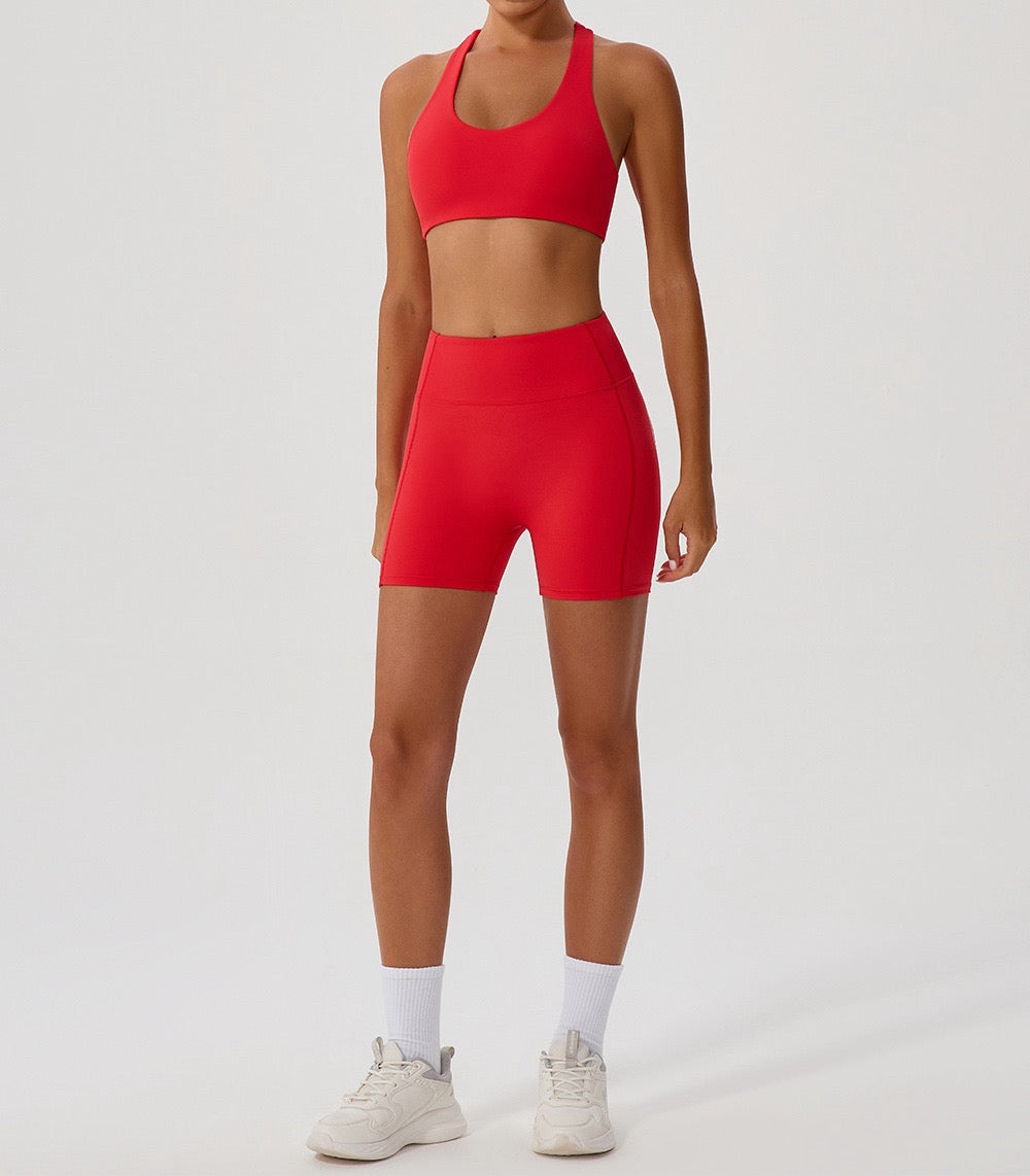 red seamless gym bra
