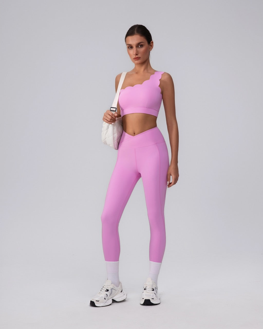 scalloped edge activewear in pink