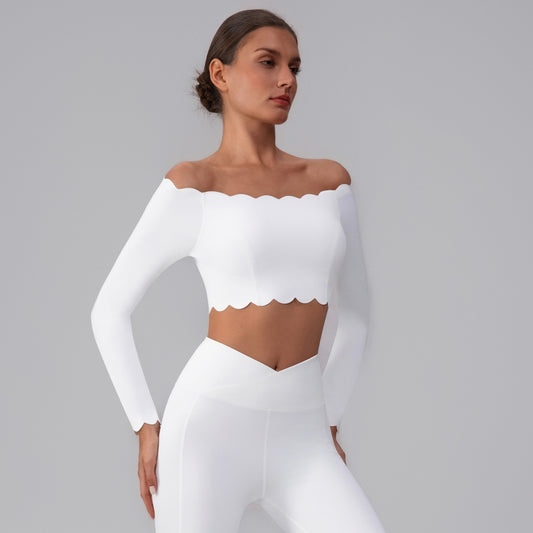 scalloped edge activewear top