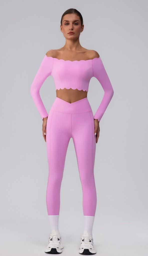 seamless pink workout set