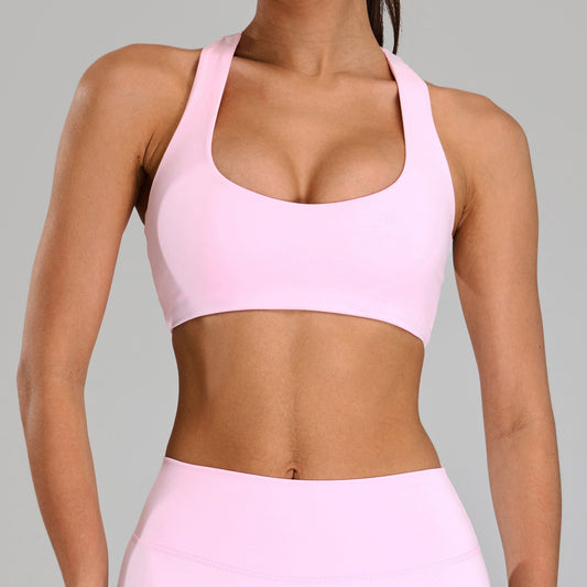pink seamless racerback gym bra