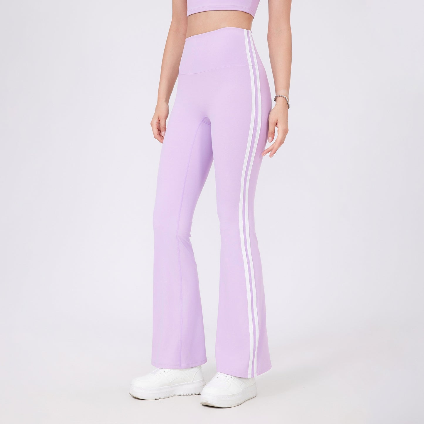 side stripe yoga pants light purple