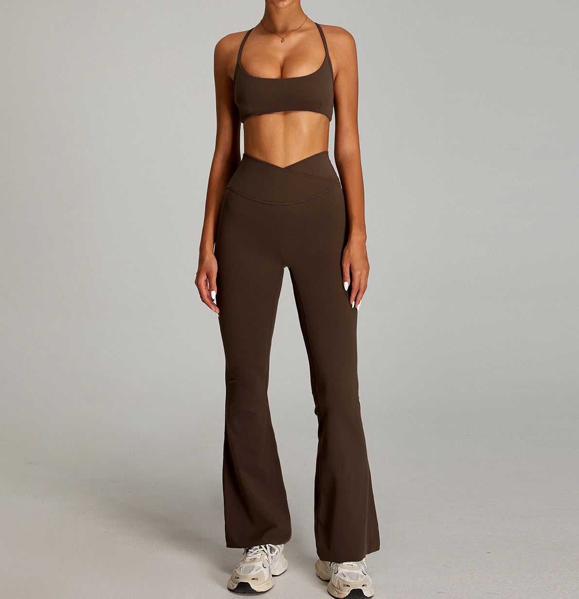slimming V-waist yoga pants with flare
