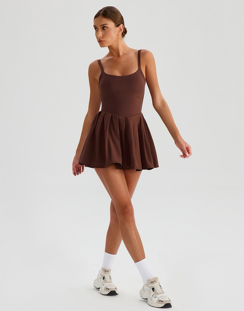 soft and stretchy sports dress brown colour