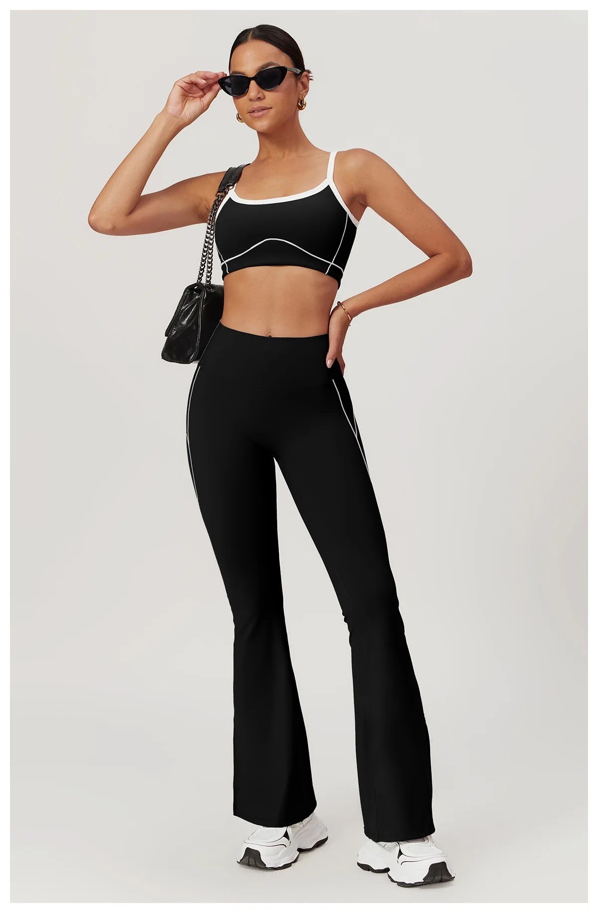 Power Curve Flare Leggings and Sports Bra Combo - Black