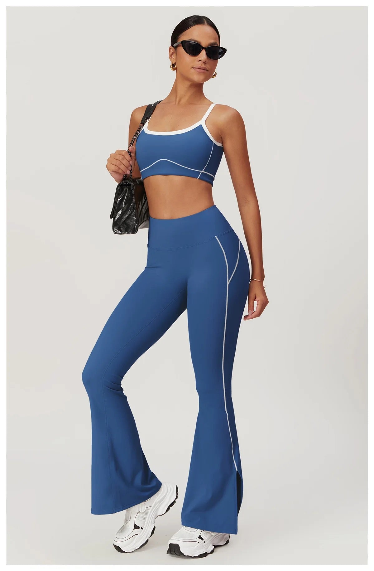 Power Curve Flare Leggings and Sports Bra Combo - Black