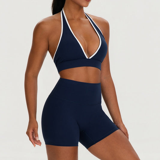 squat proof biker shorts set navy blue