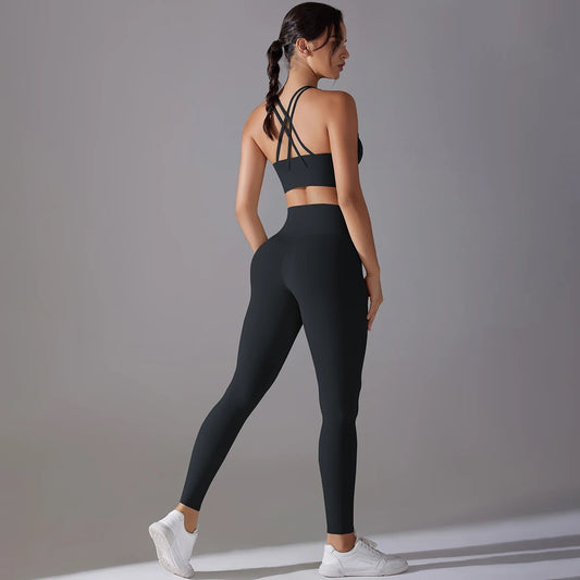 Women's Seamless 2-Piece Workout Set - Black