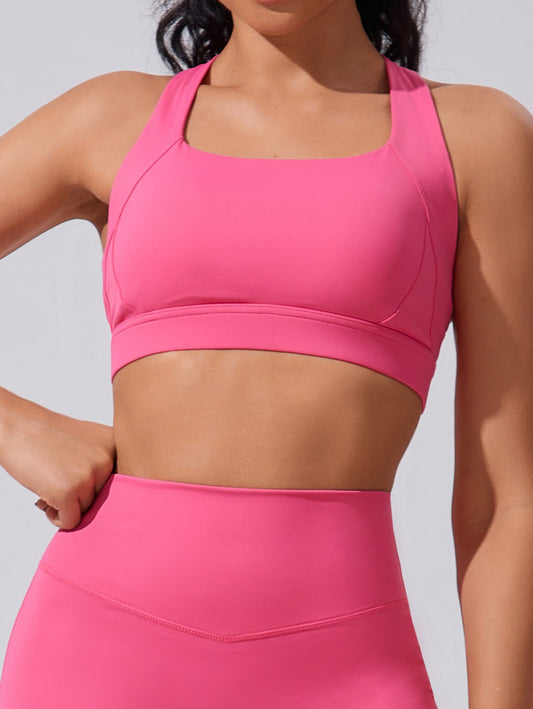 stylish rose red activewear bra
