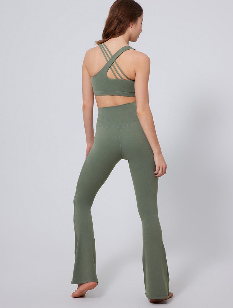 supportive yoga bra with strappy back