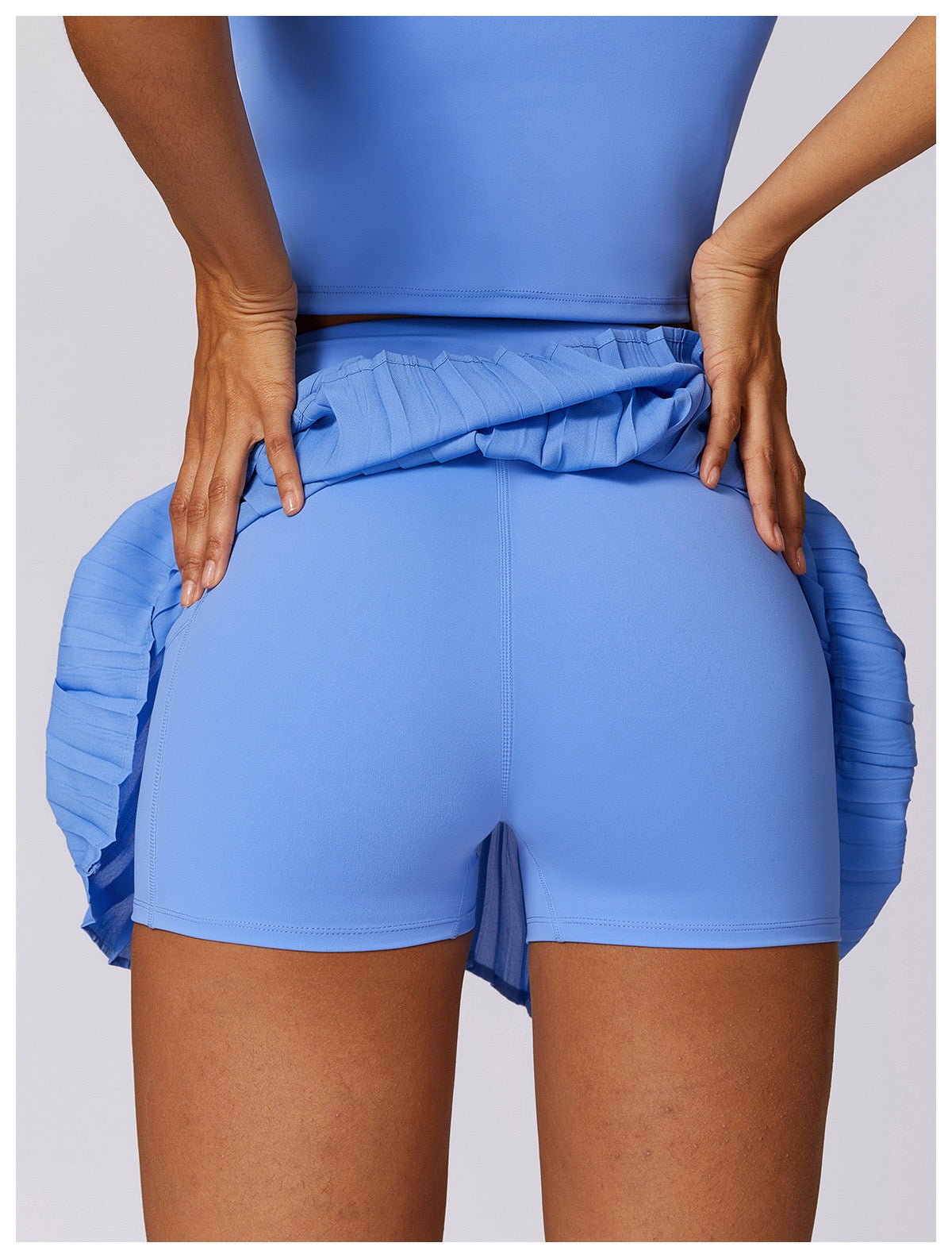tennis skirt with built in shorts in blue